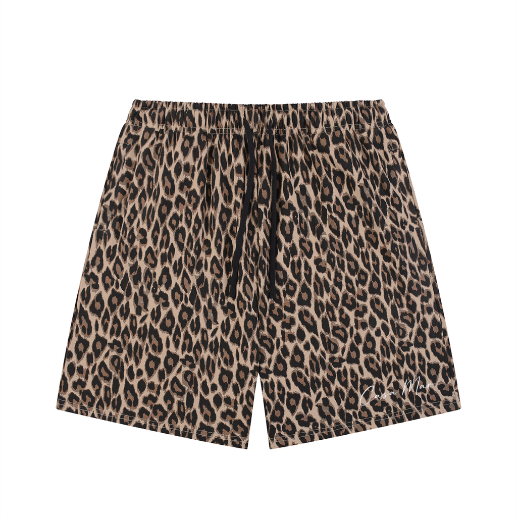 Coffee Leopard Sweat-Shorts